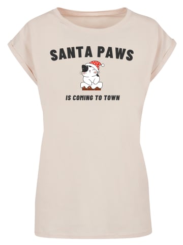 F4NT4STIC T-Shirt Santa Paws Christmas Cat in Whitesand