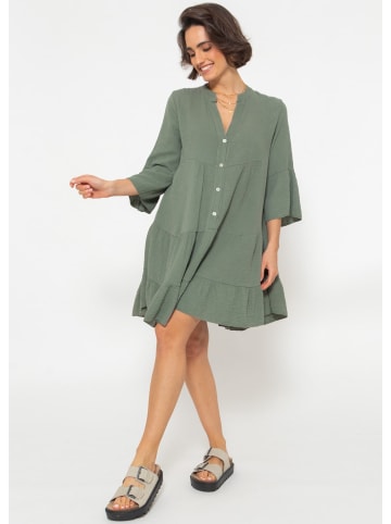 SASSYCLASSY Musselin Kleid in khaki