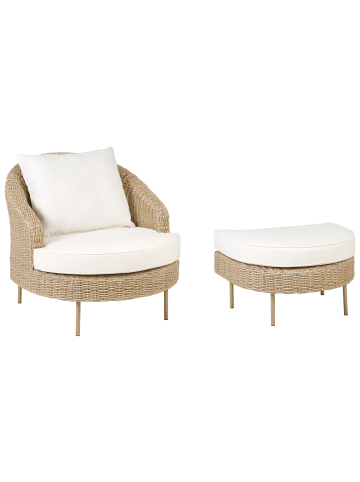 Beliani 5-tlg Sessel ARCILLE II in Naturfarben/Beige/Weiß