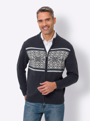 Sieh an! Strickjacke in marine-steingrau-meliert