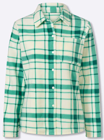 Sieh an! Fleece-Jacke in blaugrün-champagner-kariert