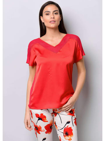 Alba Moda Shirt mit Spitzen am Ausschnitt in rot