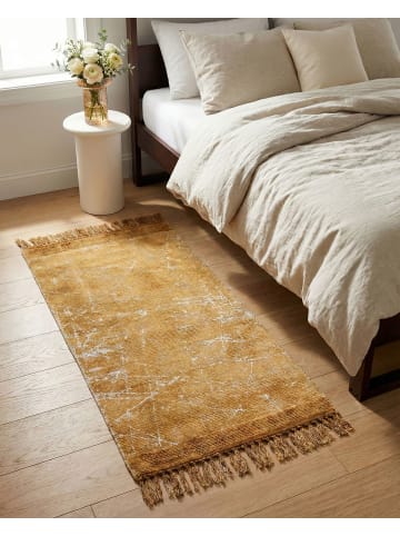 Beliani Kurzflor HANLI in Orange/Weiß - (W) 80 x (H) 0.3 x (L) 150 cm