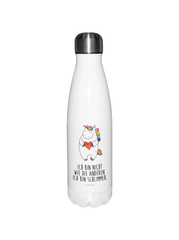 Mr. & Mrs. Panda Thermosflasche Einhorn Herz mit Spruch in Weiß