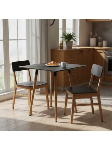 relaxdays Esstisch in Schwarz/ Natur - (B)75 x (H)75 x (T)75 cm