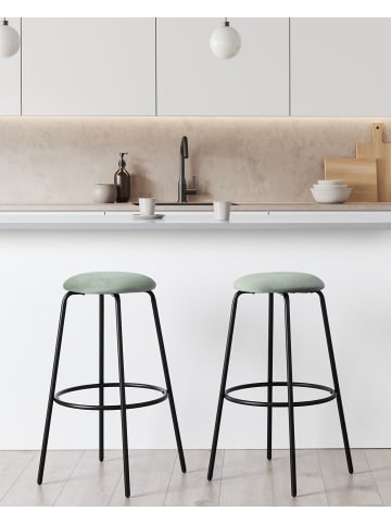 Beliani 2-tlg Barhocker MORTON in Grün/Schwarz