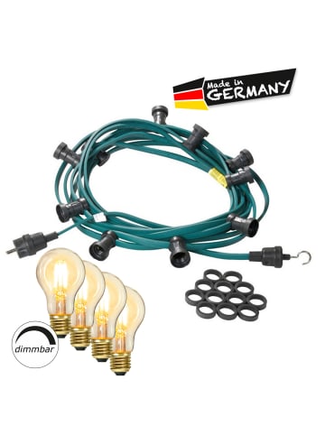 SATISFIRE Garten Party Lichterkette Illu 10x dimmbare Glühbirne 5m grün