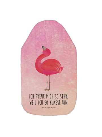 Mr. & Mrs. Panda Wärmflasche Flamingo Stolz mit Spruch in Aquarell Pink