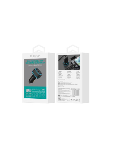 COFI 1453 Devia Autoladegerät 115W Schnellladegerät 2x USB-C 1x USB in Schwarz