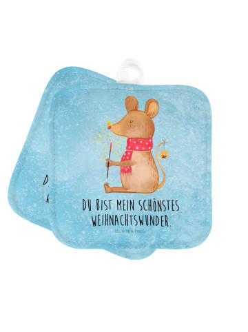 Mr. & Mrs. Panda Topfuntersetzer Maus Weihnachten mit Spruch in Eisblau