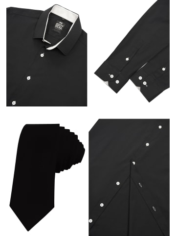 Rusty Neal Hemd mit Krawatte in Schwarz / Weiß