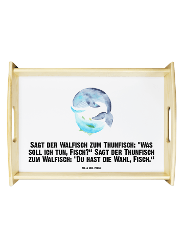 Mr. & Mrs. Panda Küchentablett Walfisch Thunfisch mit Spruch in Weiß