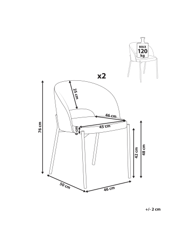 Beliani 2er-Set Esszimmerstuhl PENNY in Beige/Schwarz