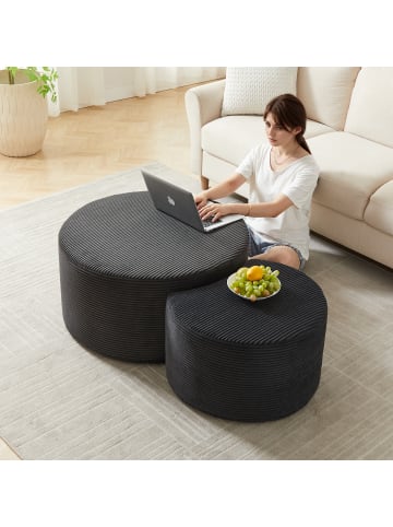 ABRIHOME 2 in 1 Couchtisch und  Ottomane 2tlg., Schwarz