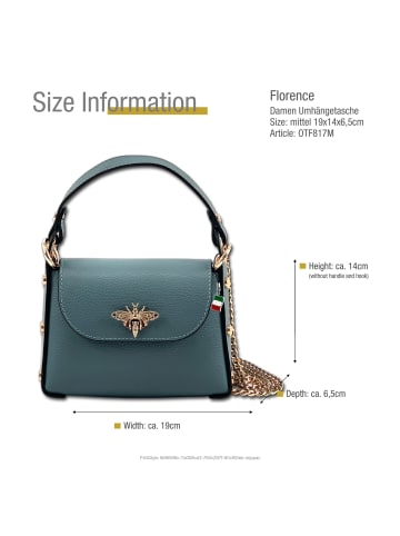 Florence Leder Umhängetasche Florence Tasche blau ca. 19cm