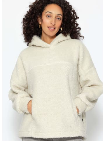 SASSYCLASSY Oversize Teddy Sweatshirt mit Kapuze in Offwhite