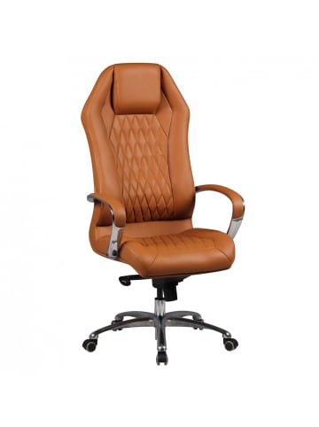 KADIMA DESIGN Chefsessel Echtleder | Multiblockwippmechanik, Lendenwirbelstütze in Beige
