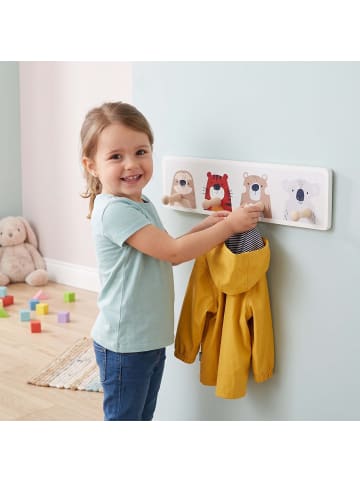 relaxdays Kindergarderobe in  Natur/ Weiß - (B)38 x (H)10 x (T)5,5 cm