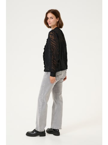 Cream Langarm-Bluse CRYana Straight fit in Pitch Black Animal