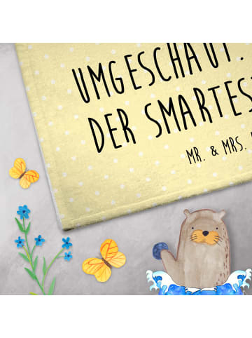 Mr. & Mrs. Panda Handtuch Capybara König mit Spruch in Gelb Pastell