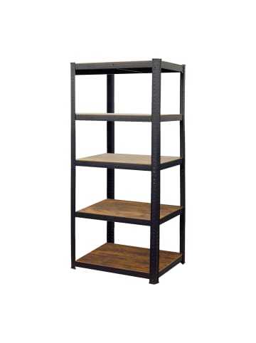 relaxdays Schwerlastregal in Schwarz/Braun - (B)90 x (H)200 x (T)60 cm