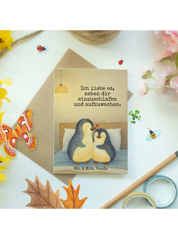Mr. & Mrs. Panda Grußkarte Pinguine Einschlafen Design mit Spruch in Weiß