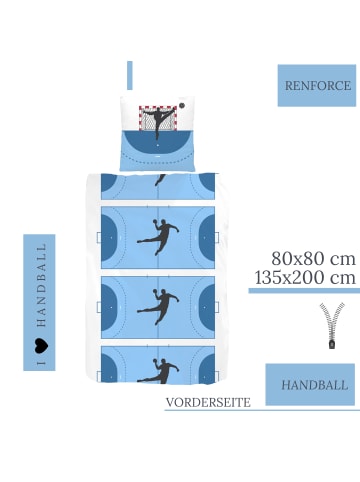 TRAUMHELDEN Bettwäsche-Set "Handball" in Blau / Weiß