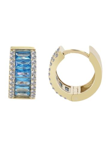 Adeliás Damen Ohrringe – Klappcreole aus 333 Gold mit Zirkonia in gold