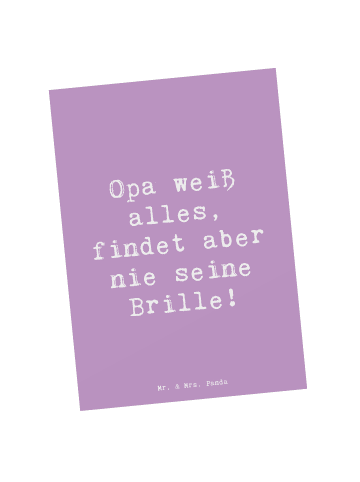 Mr. & Mrs. Panda Ansichtskarte Spruch Opa Wissen mit Spruch in Lavendeltraum