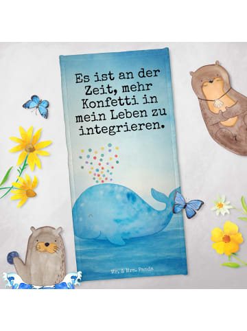 Mr. & Mrs. Panda Badehandtuch Wal Konfetti Design mit Spruch in OZeichenanblue