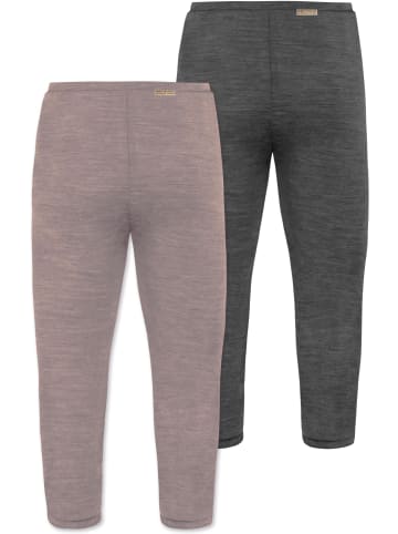 Normani Outdoor Sports 2er Pack Baby Merino Unterhose mit Füßen in Anthrazit/Rosa