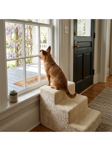 relaxdays Hundetreppe in Beige - (B)35 x (H)36,5 x (T)45 cm