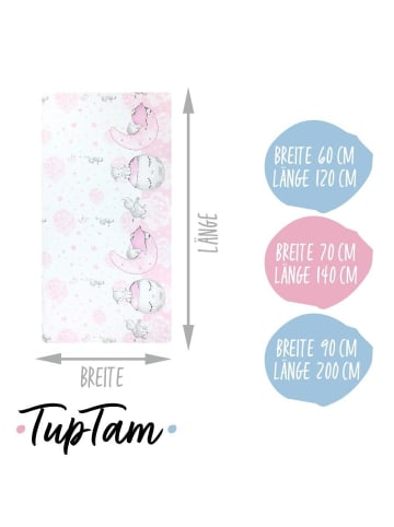 TupTam 2er- Set Spannbetttuch in rosa/grau