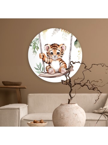 OnlyWow Rundes Wandbild Dunkelorange