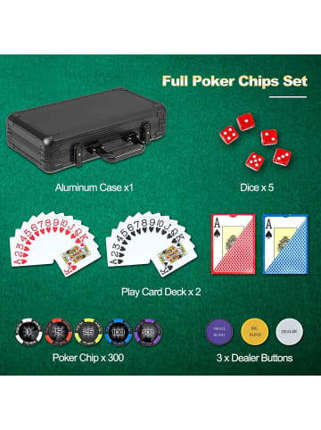 COSTWAY Pokerset 300 tlg. Chips in Schwarz