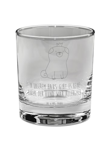 Mr. & Mrs. Panda Whiskey Glas Mops Krone mit Spruch in Transparent