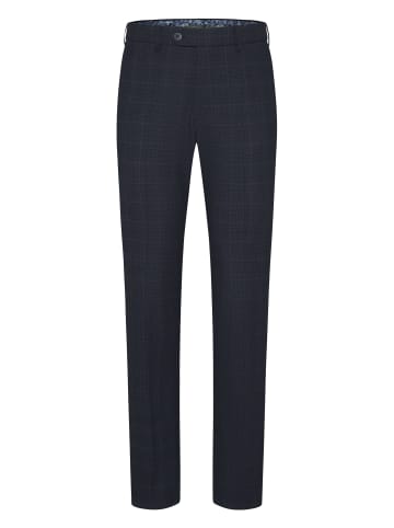 Meyer Chino-Hose Baumwoll-Woll Check Chino in marine