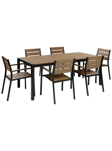 Beliani 7-tlg Gartentisch Set VERNIO in Braun/Schwarz