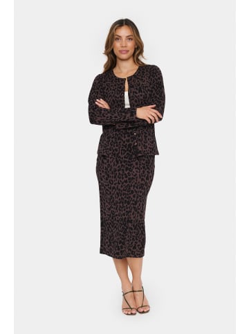SAINT TROPEZ Strickjacke ZhilaSZ Gerade Passform in Chocolate Brown Leopard