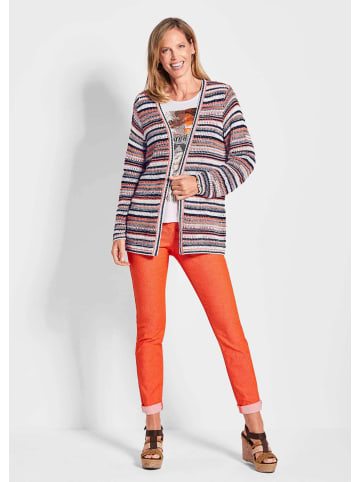 GOLDNER Luftige multicolore Strickjacke in cremeweiß / pfirsich / gemustert