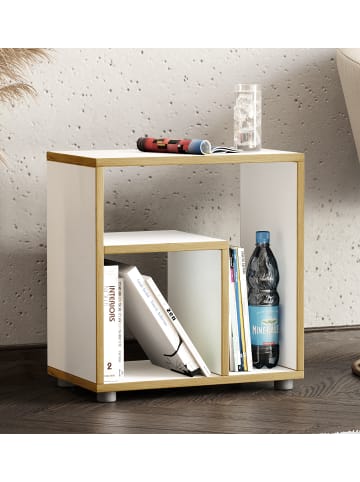 VCM  Holz Beistelltisch Couchtisch Sofatisch Zeito in Weiß / Honig-Eiche
