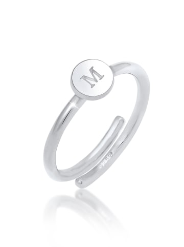 Elli Ring 925 Sterling Silber Buchstabe, Buchstabe - M, Plättchen in Silber