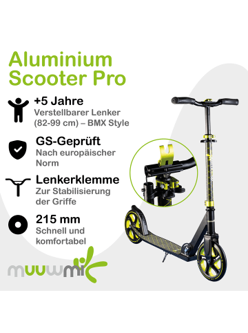 muuwmi Aluminium Scooter Pro 215 mm in new lime