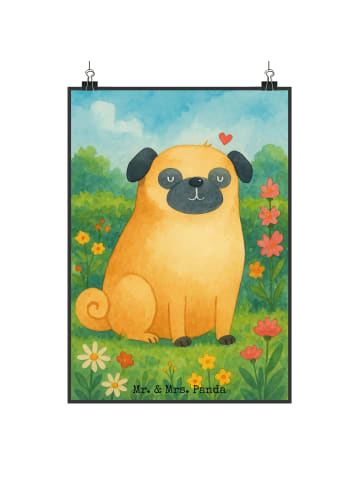 Mr. & Mrs. Panda Bild Mops Design ohne Spruch in Weiß