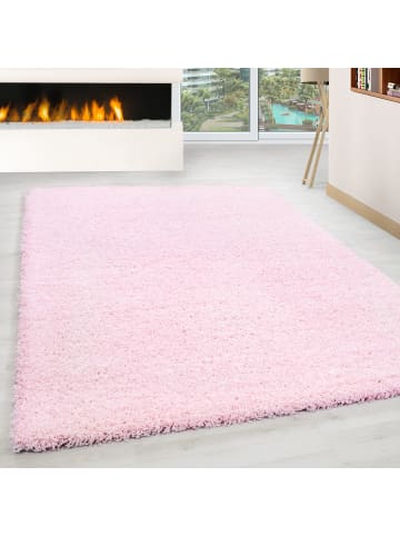 KADIMA DESIGN Teppich Hochflor Shaggy Waschbar Einfarbig RHEIN Strapazierfähig in Pink