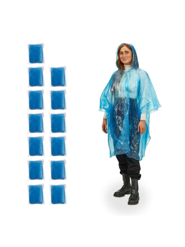 relaxdays 13 x Einweg-Regenponcho in Blau