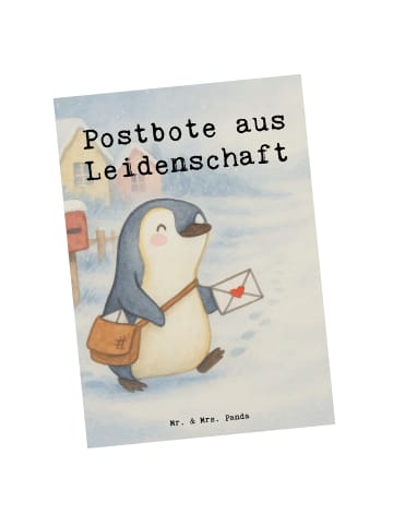 Mr. & Mrs. Panda Ansichtskarte Postbote Leidenschaft Design mit ... in Weiß