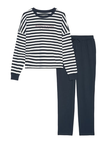 Marc O'Polo Pyjama Mix & Match Cotton in Blau/Weiss