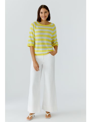 Oui Leinen Pullover in yellow green
