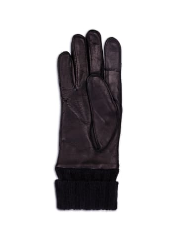 CASH-MERE.CH Lederhandschuhe mit Stulpen und Touchscreen tauglich in Schwarz